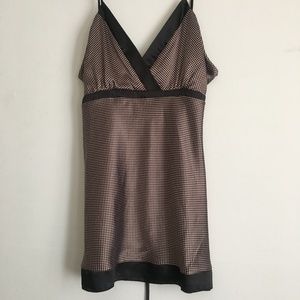 Brown & White Polka Dot Black Satin Trim Camisole